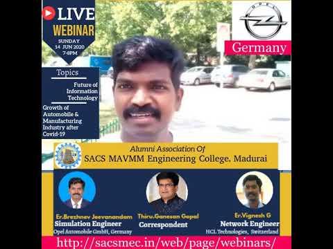 Webinar By Alumni Association Of SACS MAVMM Engineering College